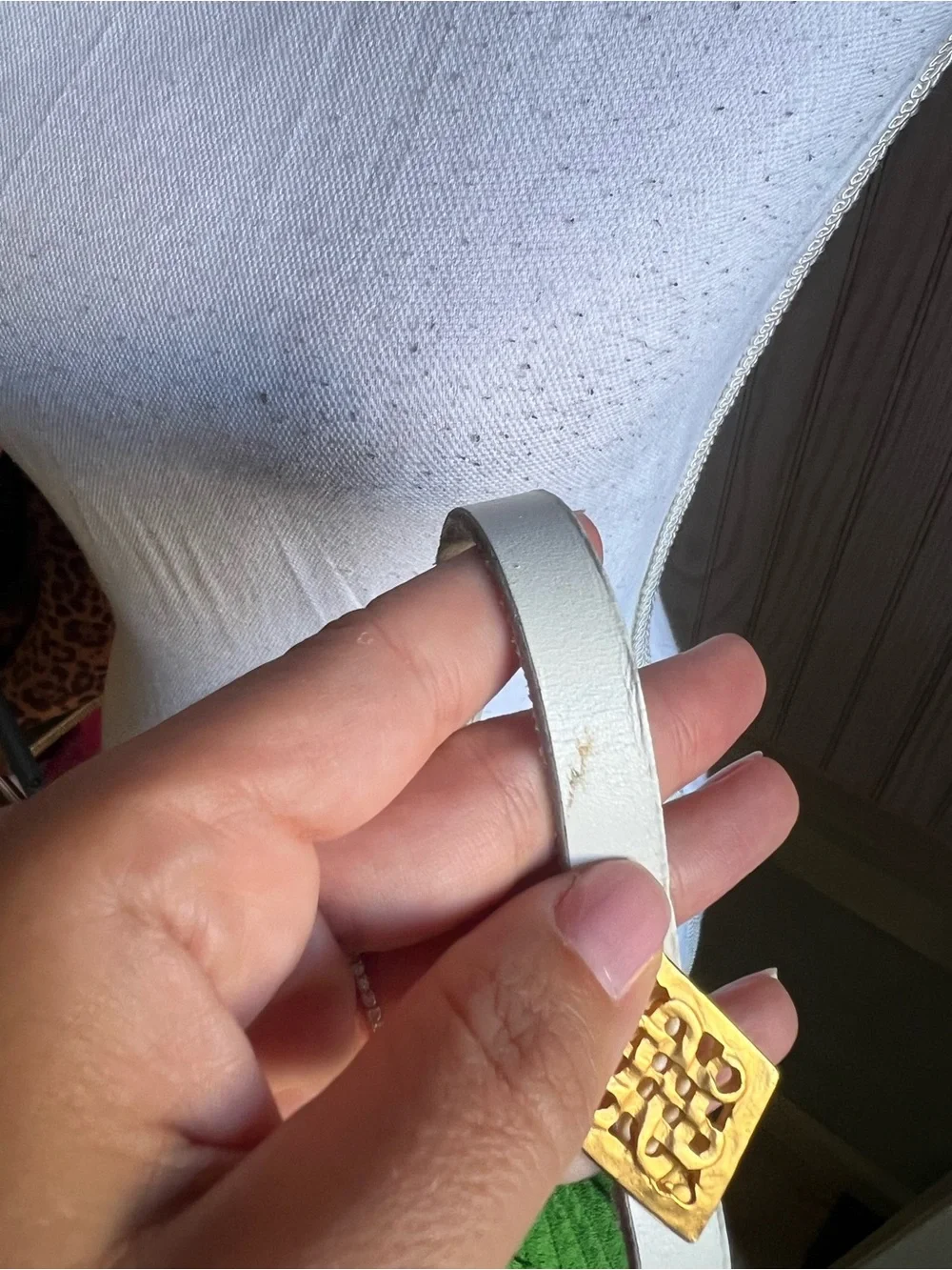 Gold Medallion Detailed Buckle Ivory  Belt